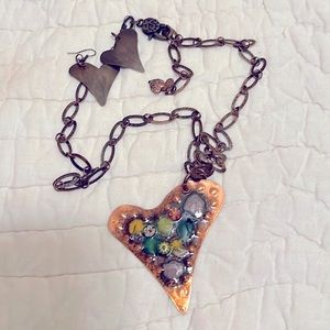 Handmade copper necklace and earrings